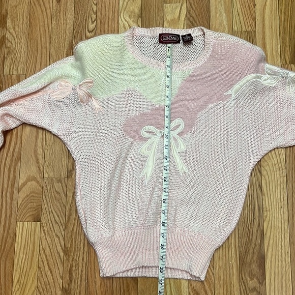 Vintage‎ Ginenne Womens Size S Pastel Satin Bow Detail Knit Sweater Fairy Kei - Picture 5 of 5